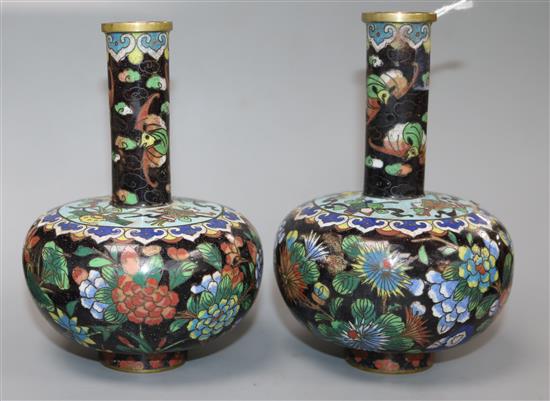 A pair of Chinese cloisonne enamel vases